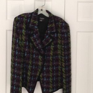 Blazer (Plaid: Black,grey,purple,green,teal) Sz 16